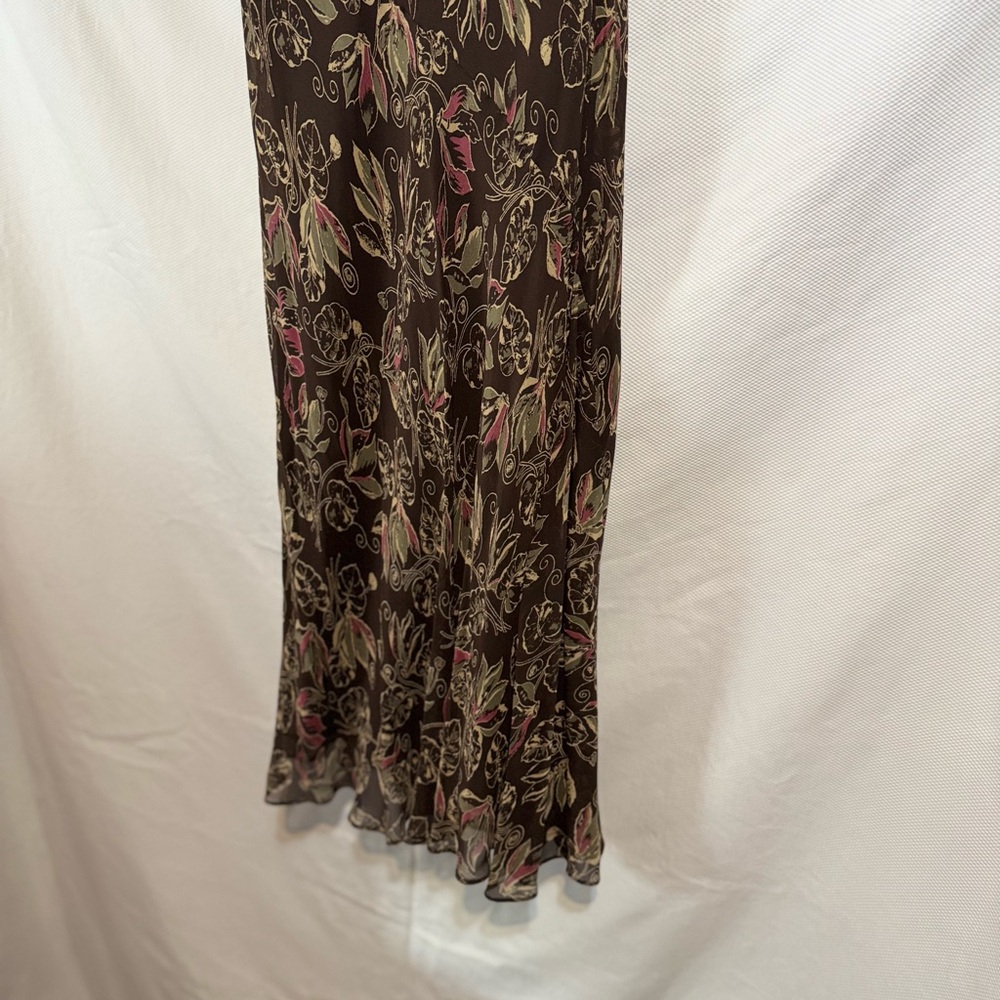 Max Studio Elegant Brown Silk Patterned Top - image 4